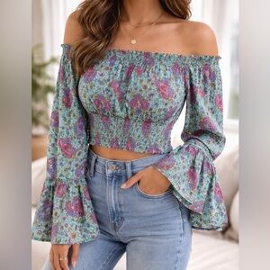 Multicolor Paisley Crop Top